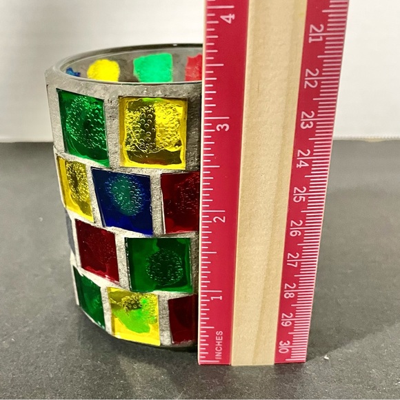 Vintage Stained Glass Candle Votive Holder Marked KIG China Jiali Christmas - Picture 6 of 8